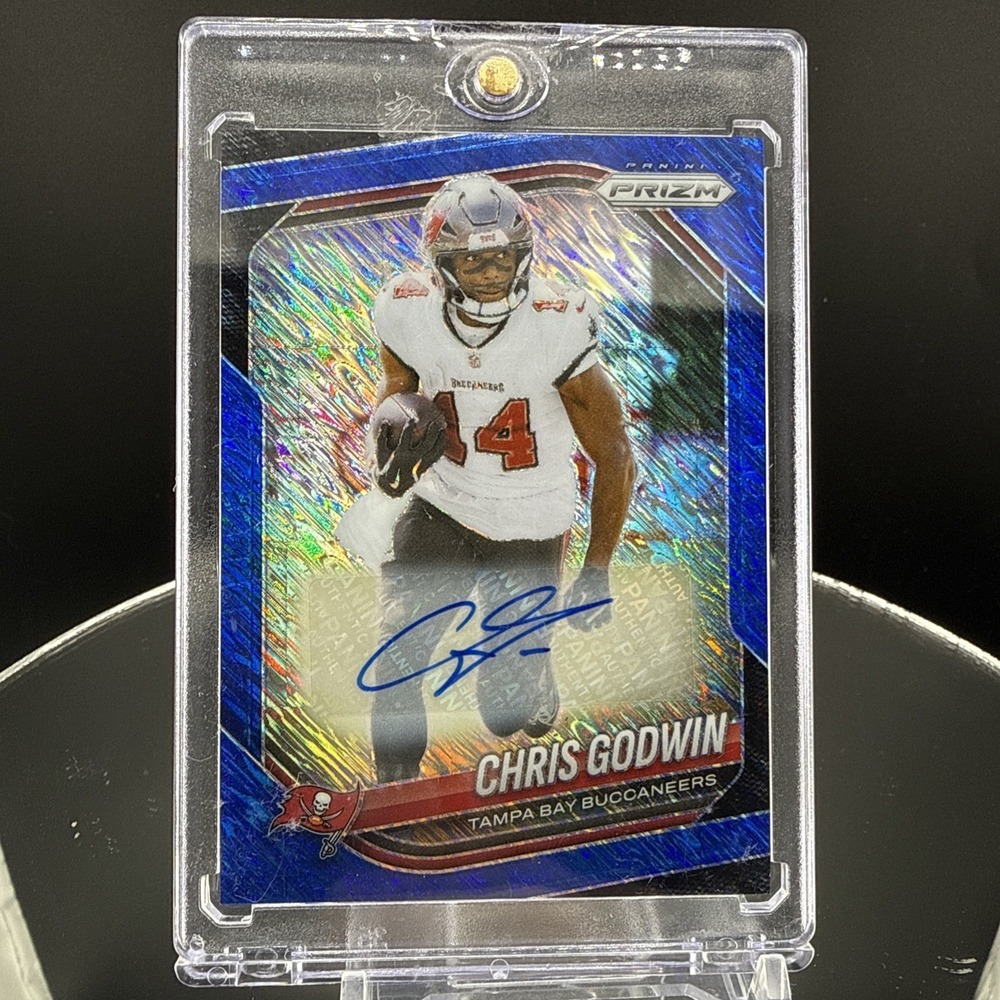 2025 Panini Prizm CHRIS GODWIN /25 Autograph Blue Shimmer FOTL Tampa Bay Bucs